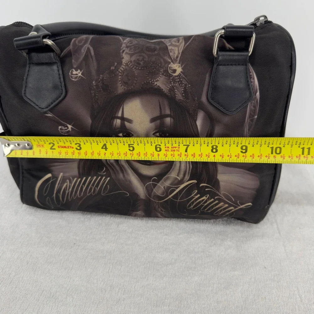 David Gonzales OG Angels Chicano Art Clown Girl Handbag and Wallet Set Black
